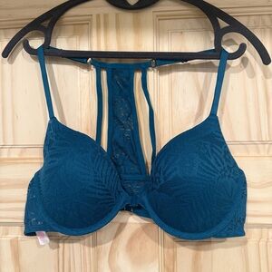 PINK Victoria's Secret Teal Lace Push-Up Bra 36B